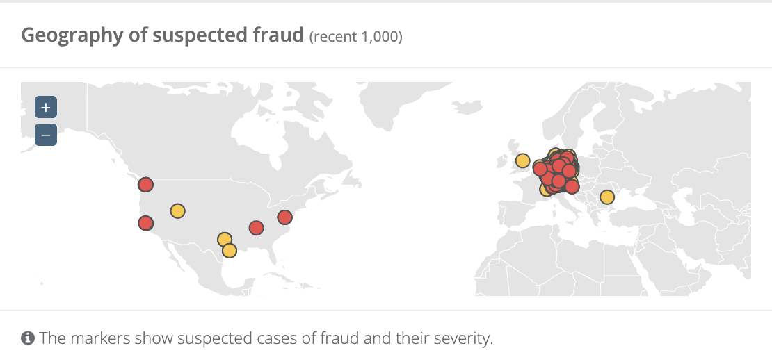 Image We show where your clicks come from. In addition, you can use of our traffic light system directly identify from which country and region increased fraudulent clicks originate.